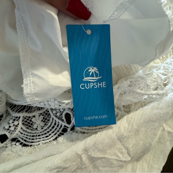 Cupshe  Lace Deep Plunge Maxi Dress Wedding Sleeveless Beach Sz Small - Picture 12 of 15